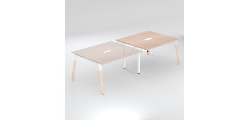 Extension table de réunion modulable ECLA L 140 x P 126 piètement métal et bois