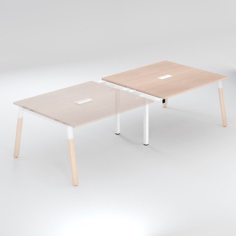 Extensión roble claro para mesa de reunión modulable Ecla An 140 x Fon 126 cm patas metal y madera