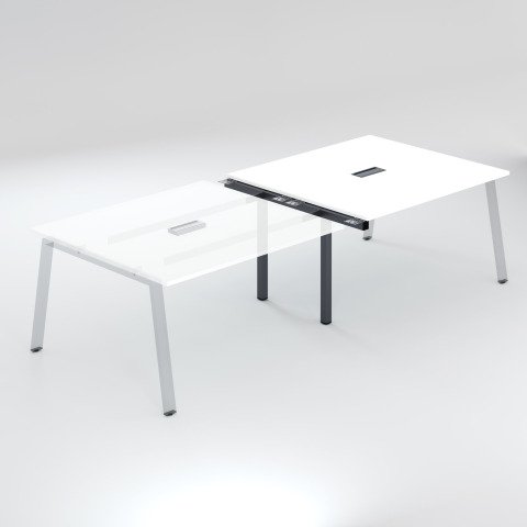 Extensión blanca para mesa de reunión modulable Ecla An 140 x Fon 126 cm patas metal antracitas