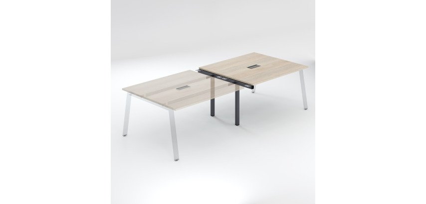 Uitbreiding moduleerbare vergadertafel ECLA B 140 x D 126 cm metalen onderstel
