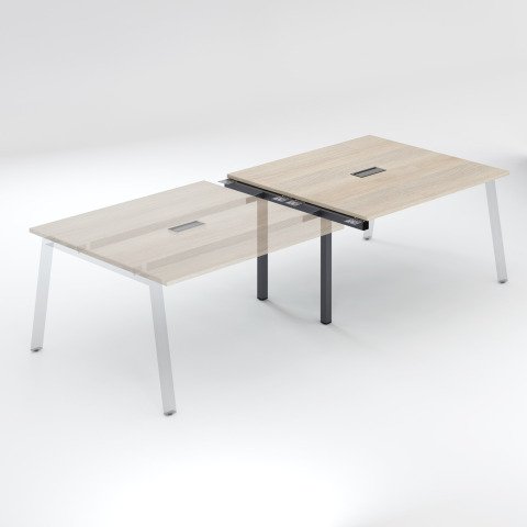 Extensión roble gris para mesa de reunión modulable Ecla An 140 x Fon 126 cm patas metal antracitas