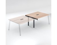 Mesa de reunión Ecla roble claro con extensión An 280 x Fon 126 cm patas metal