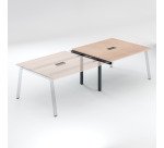 Extension table de réunion chêne clair L 140 x P 126 cm - piétement métal - Arch