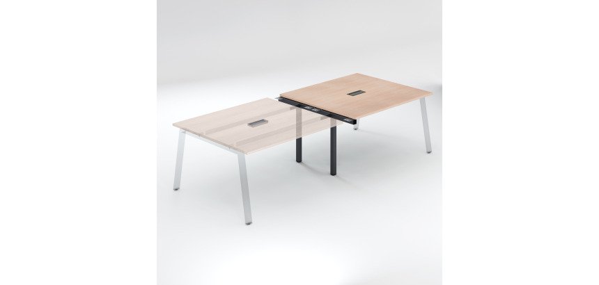 Extension table de réunion chêne clair L 140 x P 126 cm - piétement métal - Arch