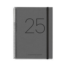 Agenda día página catalán Recycled 155 x 213 Negro Miquelrius