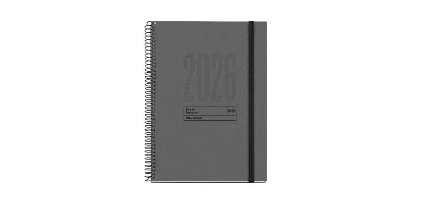 Agenda día página catalán Recycled 155 x 213 Negro Miquelrius