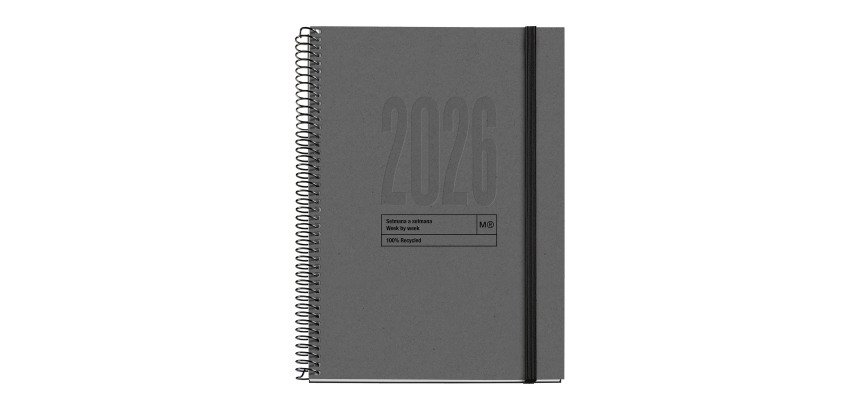 Agenda semana vista catalán Recycled 155 x 213 Negro Miquelrius