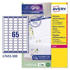 Etiquetas blancas láser Avery 38,1 x 21,2 mm L7651 - Caja de 100 hojas