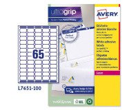 Etiquetas blancas láser Avery 38,1 x 21,2 mm L7651 - Caja de 100 hojas