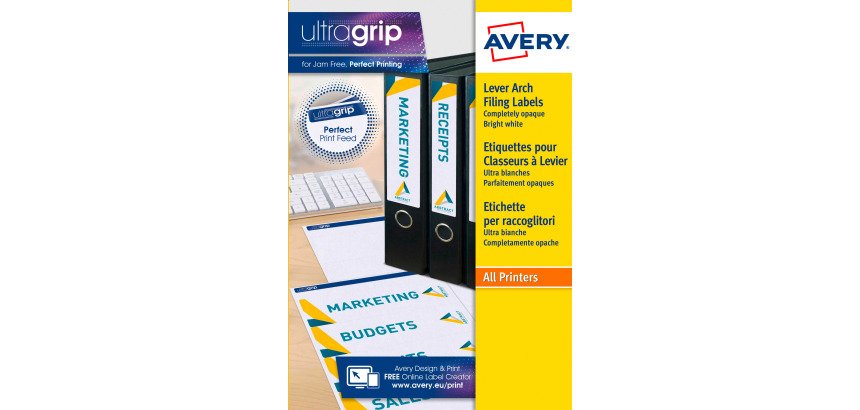 Etiqueta adhesiva para archivador 61 x 192 mm Avery L4761-25 - Paquete de 25 hojas