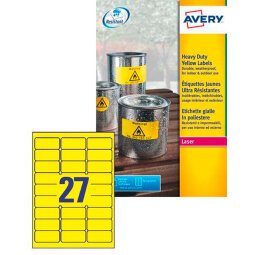 Etiqueta láser ultra resistente de 63,5 x 29,6 mm Avery L6105-20 amarillo - 540 etiquetas
