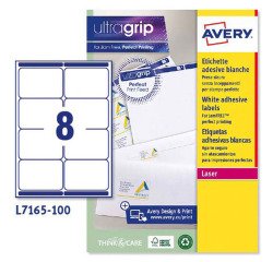 Etiquetas de envío blancas láser ultra opacas 99,1x67,7 mm Avery L7165 - Caja de 100 hojas