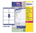 Etiquetas de envío blancas láser ultra opacas 99,1x67,7 mm Avery L7165 - Caja de 100 hojas