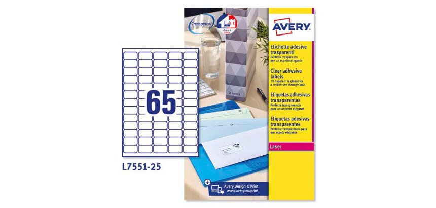 Etiquetas transparentes láser 38,1x21,2 mm Avery L7551