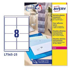 Etiquetas transparentes láser 99,1x67,7 mm Avery L7565