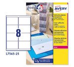 Etiquetas transparentes láser 99,1x67,7 mm Avery L7565