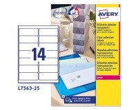 Etiquetas transparentes láser  99,1 x 38,1 mm Avery L7563-25