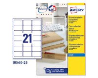 Etiquetas transparentes inkjet 63,5x38,1 mm Avery J8560