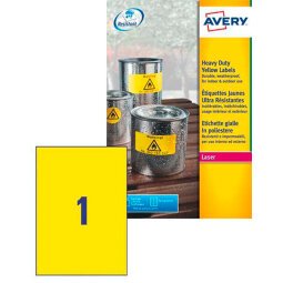 Etiqueta ultra resistente láser Avery L6111-20 210 x 297 mm Amarillo - Paquete de 20