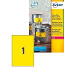 Etiqueta ultra resistente láser Avery L6111-20 210 x 297 mm Amarillo - Paquete de 20