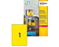 Etiqueta ultra resistente láser Avery L6111-20 210 x 297 mm Amarillo - Paquete de 20