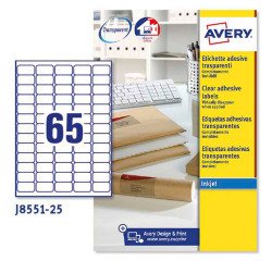 Etiquetas transparentes inkjet 38,1x21,2 mm Avery J8551