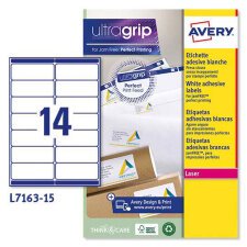 Etiquetas para sobres blancas 99,1 x 38,1mm Avery  L7163 - Paquete de 15