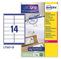 Etiquetas para sobres blancas 99,1 x 38,1mm Avery  L7163 - Paquete de 15