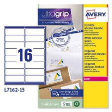 Etiquetas para sobres blancas 99,1 x  33,9 mm Avery  L7162 - Paquete de 15