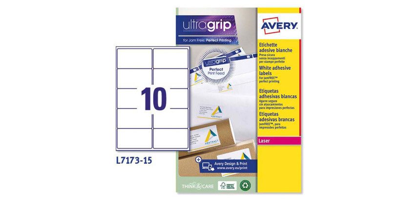 Etiquetas para paquetes blancas 99,1 x 57mm Avery  L7173 - Paquete de 15