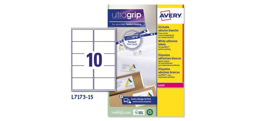 Etiquetas para paquetes blancas 99,1 x 57mm Avery  L7173 - Paquete de 15