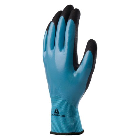 Guantes de poliamida con doble revestimiento de nitrilo Delta Plus WET & DRY VV636BL Talla 10