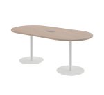 Table de réunion ovale L 210 cm piètement colonne métal avec top access Excellens