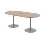 Table de réunion ovale L 210 cm piètement colonne métal avec top access Excellens