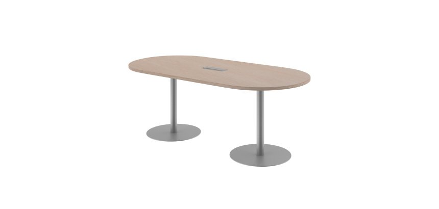 Table de réunion ovale L 210 cm piètement colonne métal avec top access Excellens