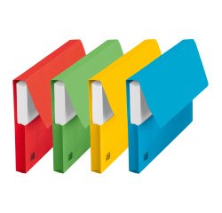 Chemise pochette à soufflet carte Oxford 24 x 32 cm couleurs vives assorties - Paquet de 50