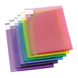L-mapjes plastic dubbele vakjes Tarifold Color Collection polypropyleen 20/100e A4 assortiment - pak van 12