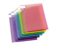 Kunststoffecke Chemise mit Doppel- und Innenlaschen Djois aus der Tarifold Color Collection, Polypropylen 20/100 A4, sortiert - Packung mit 12 Stück.