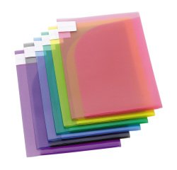 Kunststoffecke Chemise mit Doppel- und Innenlaschen Djois aus der Tarifold Color Collection, Polypropylen 20/100 A4, sortiert - Packung mit 12 Stück.