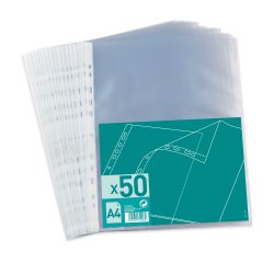 Geperforeerde hoesjes A4 gekorreld polypropyleen 4/100e - zakje van 50