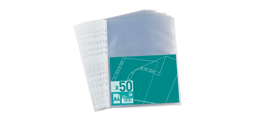 Perforierte Hüllen A4 aus Polypropylen strukturiert 4/100 - Packung mit 50