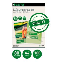 Pochettes de plastification Leitz A4 2 x 80 µ brillantes - Boite de 100