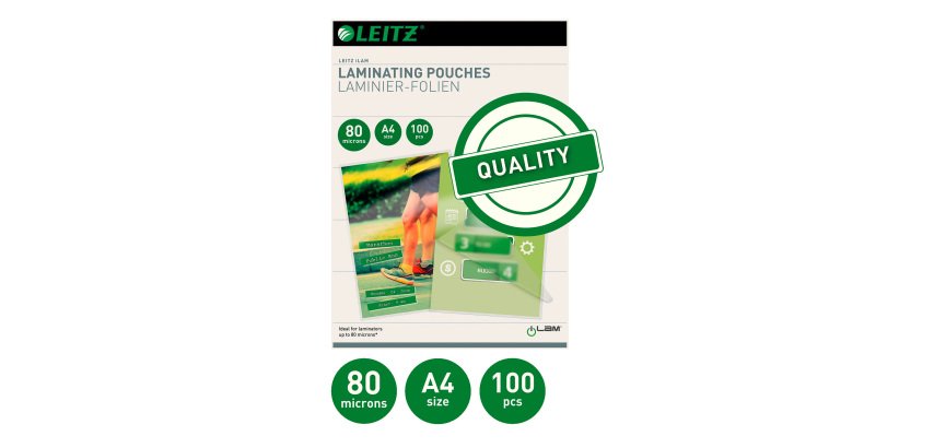 Leitz A4 Laminating Pouches 2 x 80 microns glossy - Box of 100