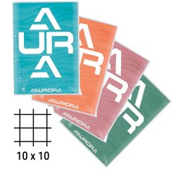 Aurora Splendid cursusblok, ft A4, 70 g/m², 2-gaatsperforatie, geruit 10 mm, 100 vel