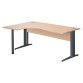Bureau compact chêne clair L 180 cm retour à gauche piètement L métal Essens