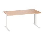 Bureau droit chêne clair L 160 cm piètement métal plus Essens