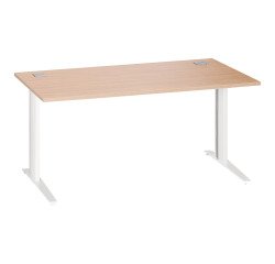 Bureau droit chêne clair L 160 cm piètement métal plus Essens