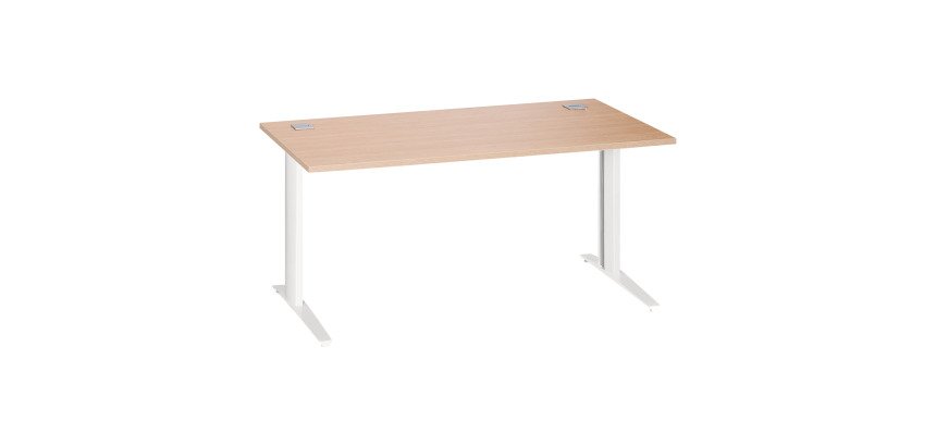 Bureau droit chêne clair L 160 cm piètement métal plus Essens