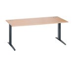 Bureau droit chêne clair L 180 cm piètement métal plus Essens