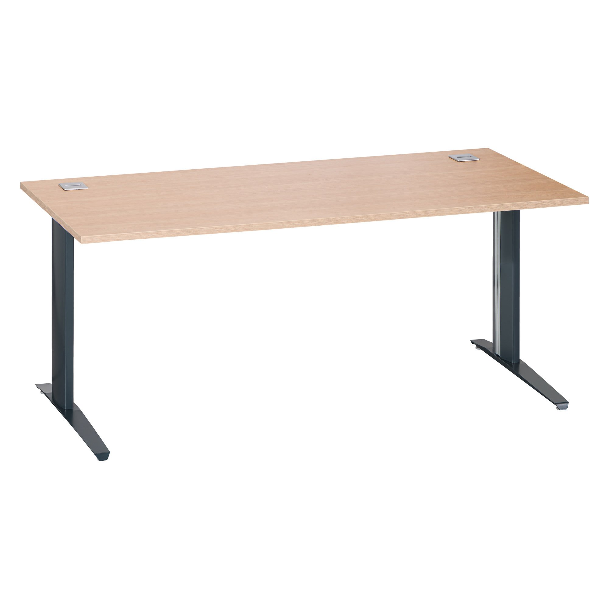 Bureau droit chêne clair L 180 cm piètement métal plus Essens